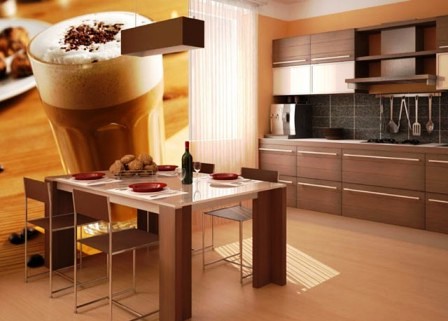 фотообои возле стола в большой кухне фотообои возле стола в большой кухне